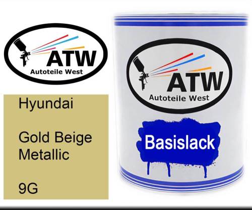 Hyundai, Gold Beige Metallic, 9G: 1L Lackdose, von ATW Autoteile West.